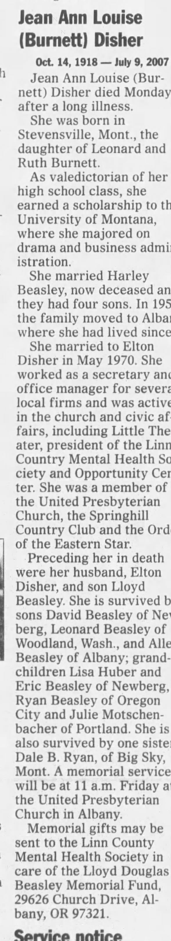 Clipping from Albany Democrat-Herald